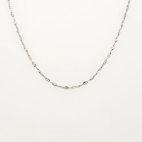 50258 14K WHITE GOLD 18" 1MM THIN INTERLOCKING GUCCI LINK STYLE CHAIN