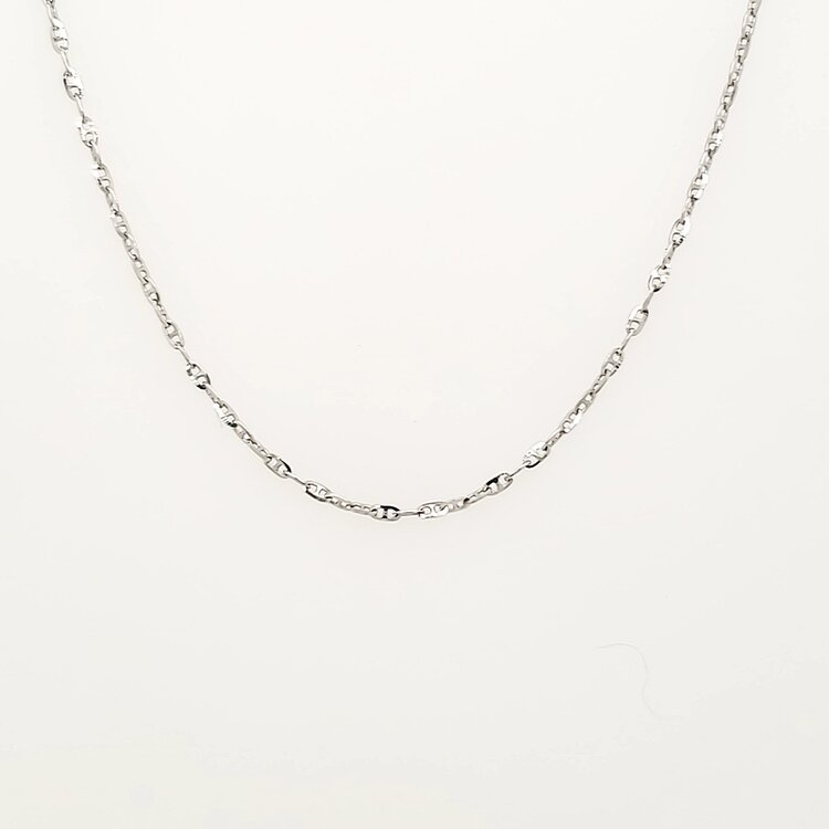 50258 14K WHITE GOLD 18" 1MM THIN INTERLOCKING GUCCI LINK STYLE CHAIN