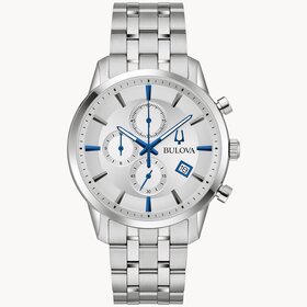 10035 BULOVA 41MM SUTTON COLLECTION STAINLESS STEEL CASE AND BAND CRONOGRAPH  DESIGN MENS WATCH