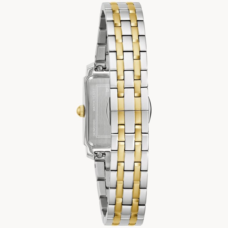 bulova 042429594074  BULOVA SUTTON COLLECTION 21MM 2 TONE STAINLESS STEEL RECTANGLE CASE MOTHER OF PEARL DIAL LADIES WATCH