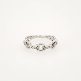 40250 10K WHITE GOLD .22CTW DIAMOND OVAL CUT OPEN BAR FASHION LADIES RING