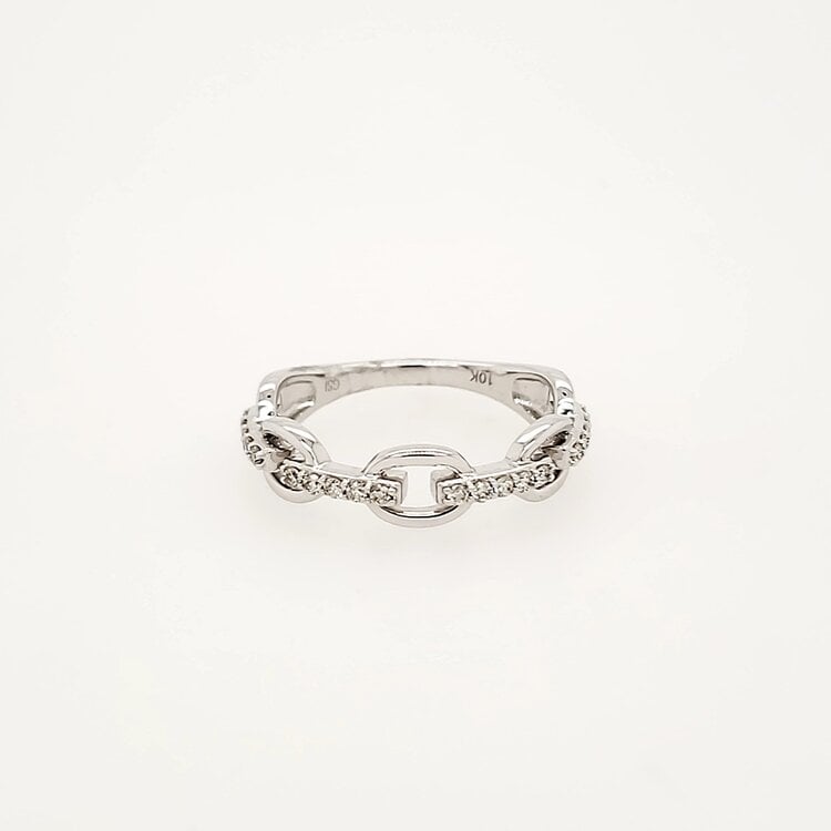 40250 10K WHITE GOLD .22CTW DIAMOND OVAL CUT OPEN BAR FASHION LADIES RING