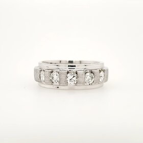 45024 14K WHITE GOLD .85CTW DIAMOND SATIN FINISH  BAR SET MEN'S   WEDDING BAND