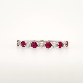 40261 14K WHITE GOLD .30CTW DIAMOND RUBY SHARED PRONG BAND