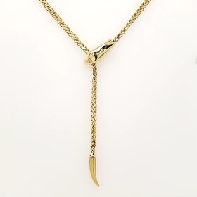60103 14K YELLOW GOLD 22" FANCY SNAKE ADJUSTABLE LARIAT NECKPIECE