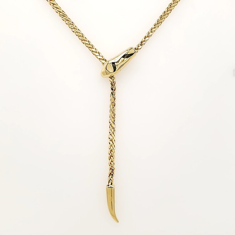 60103 14K YELLOW GOLD 22" FANCY SNAKE ADJUSTABLE LARIAT NECKPIECE