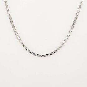 50294 14K WHITE GOLD 16" 1.35MM  DIAMOND CUT FLAT GUCCI LINK CHAIN