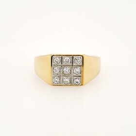 45035 18K YELLOW GOLD .25CTW DIAMOND SQUARE DESIGN PINKY MEN'S RING