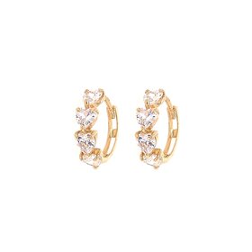 30942 14K YELLOW GOLD HEART SHAPED CUBIC ZIRCONIA HUGGIES