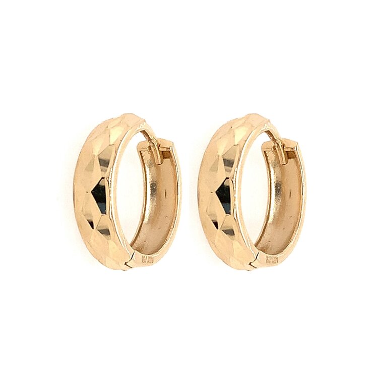 30935 14K YELLOW GOLDN0.60" 3.85MM  DIAMOND CUT HUGGIES