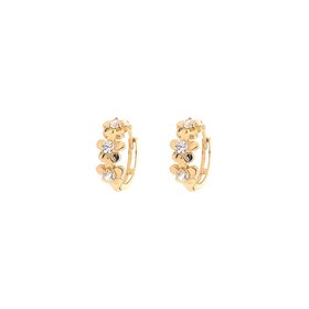 30943 14K YELLOW GOLD 3 FLOWER CUBIC ZIRCONIA HUGGIES