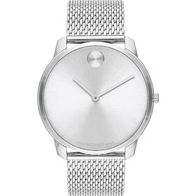 10043 MOVADO BOLD STAINLESS STEEL SILVER TONE MESH BRACELET MEN'S WATCH