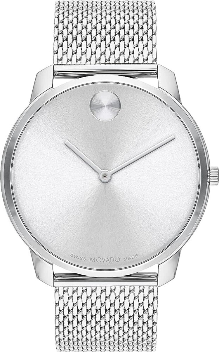 10043 MOVADO BOLD STAINLESS STEEL SILVER TONE MESH BRACELET MEN'S WATCH