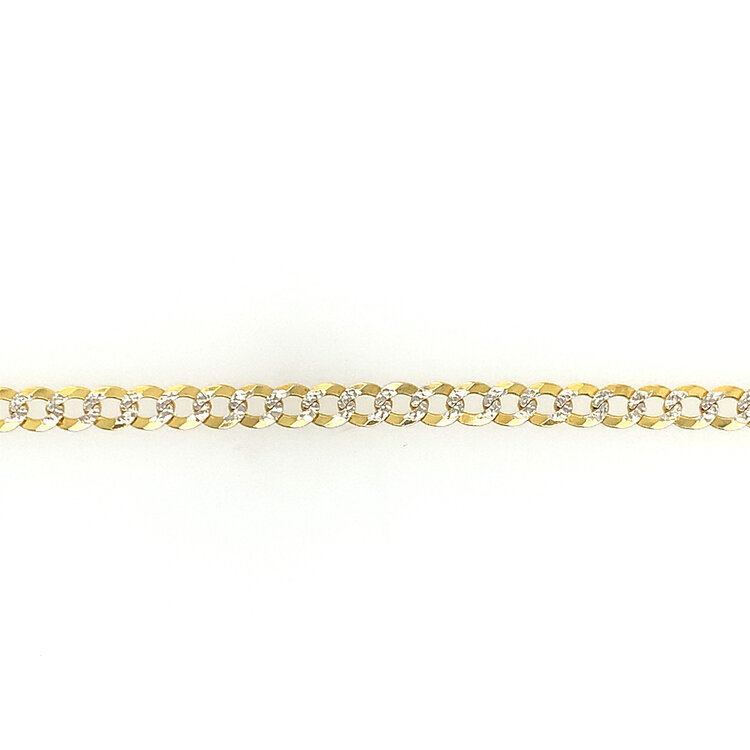 50304 14K TWO TONE 24"  3.65MM DIAMOND CUT CUBAN LINK CHAIN