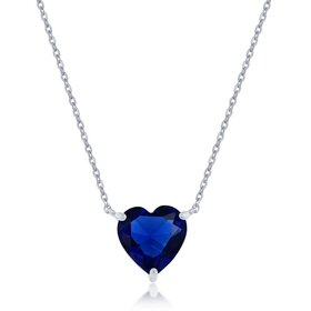 80262 CLASSIC STERLING SILVER 11MM HEART SHAPE SAPPHIRE CRYSTAL PENDANT
