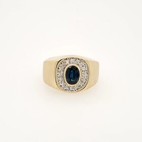 45039 14K YELLOW GOLD .16CTW DIAMOND OVAL SAPPHIRE RING