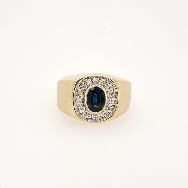 45039 14K YELLOW GOLD .16CTW DIAMOND OVAL SAPPHIRE RING