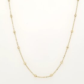 50311 14K TWO TONE 18" BEADED DIAMOND CUT CHAIN NECKLACE