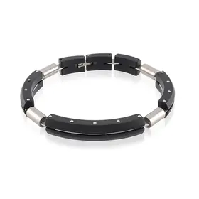SMB123 ITALGEM STAINLESS STEEL BLACK IP MATTE FINISH MECHANICAL DESIGN BRACELET