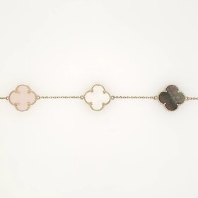 20299 14K YELLOW GOLD THREE CLOVER MULTI MOTHER OF PEARL BRACELET