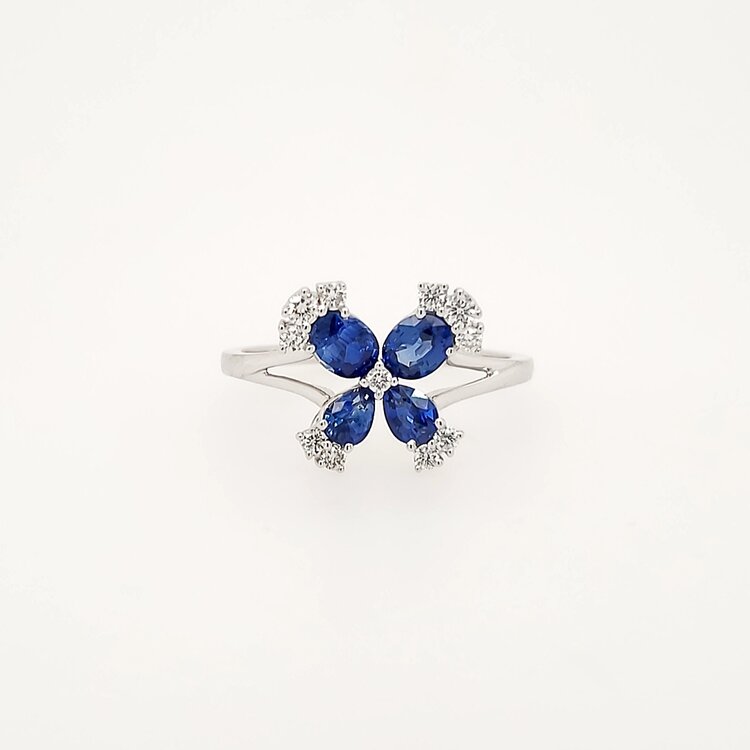 40268 14K WHITE GOLD .16CTW  DIAMOND SAPPHIRE FANCY BUTTERFLY RING