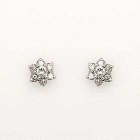 30980 14K WHITE GOLD .40CTW DIAMOND FLOWER CLUSTER STUDS EARRINGS