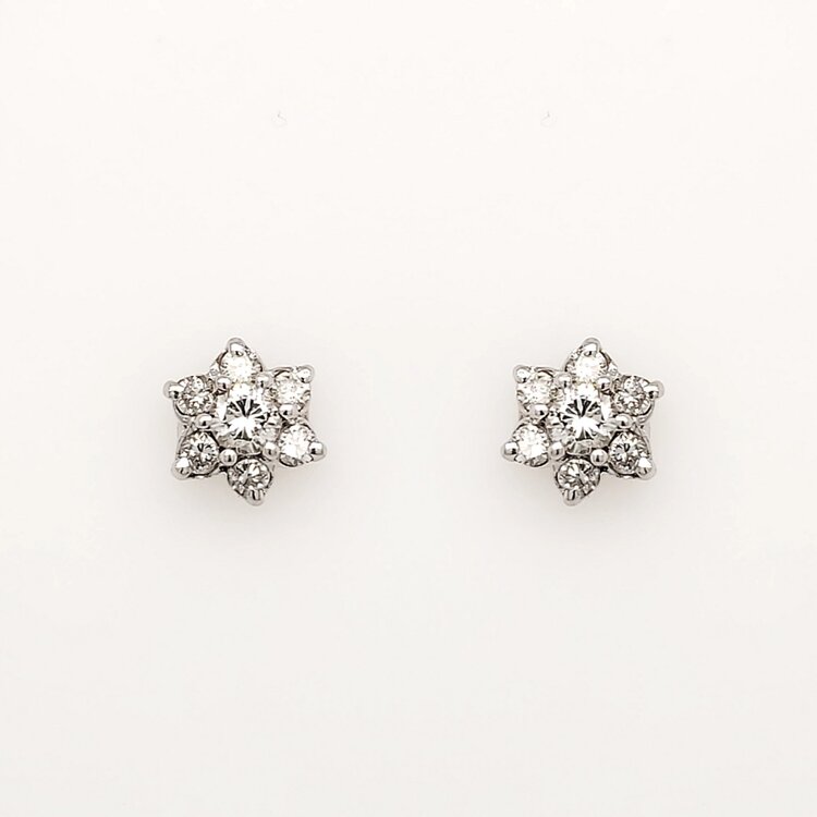 30980 14K WHITE GOLD .40CTW DIAMOND FLOWER CLUSTER STUDS EARRINGS