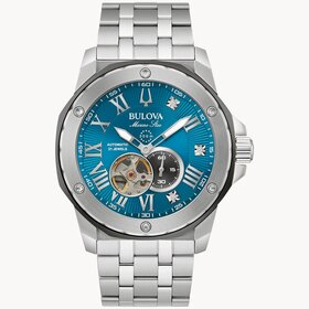 bulova 042429594555 BULOVA MARINE STAR MARC ANTHONY COLLECTION STAINLESS STEEL VIBRANT BLUE DIAL DIAMOND DIAL  AUTOMATIC  MEN'S WATCH