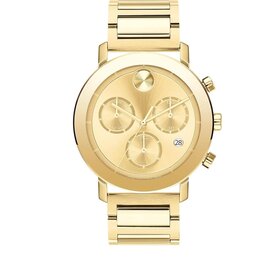 MOVADO 20085084 MOVADO BOLD GOLD TONE STAINLESS STEEL GOLD DIAL CHRONOGRAPH MEN'S WATCH