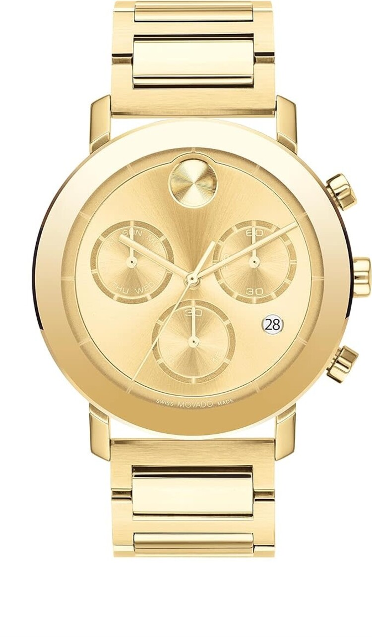 MOVADO 20085084 MOVADO BOLD GOLD TONE STAINLESS STEEL GOLD DIAL CHRONOGRAPH MEN'S WATCH