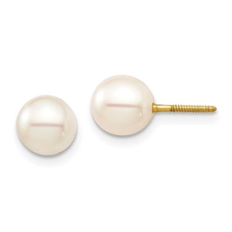 30982 14K YELOW GOLD 7MM PEARL STUD SCREWBACKS