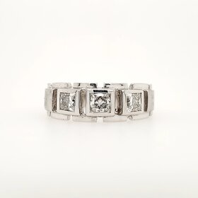 45040 14K WHITE GOLD 1.26CTW LAB GROWN  TREE PRINCESS CUT DIAMOND CUT OUT BEZEL SET MEN'S RING