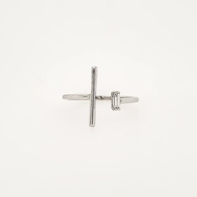 40271 14K WHITE GOLD OPEN DESIGN BAR AND 0.06TCW BAGUETTE RING