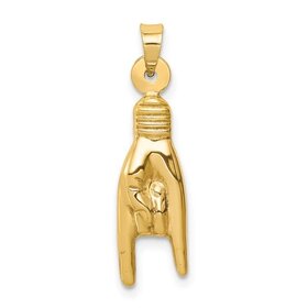 77254 14K YELLOW GOLD HIGH POLISH 3D CORNO HAND  CHARM