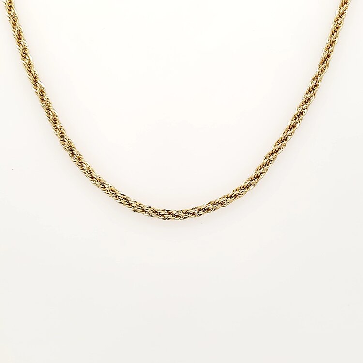 50321 14K YELLOW GOLD 18" DIAMOND CUT HOLLOW  ROPE CHAIN NECKPIECE