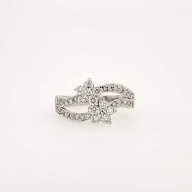 40280 18K WHITE GOLD .50CTW DIAMOND TWO FLOWER CUT OUT DESIGN FASHION RING
