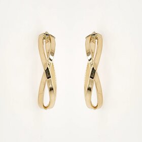 31002 14K YELLOW GOLD 1.20" HIGH POLISH INFINITY DESIGN OVAL HOOPS