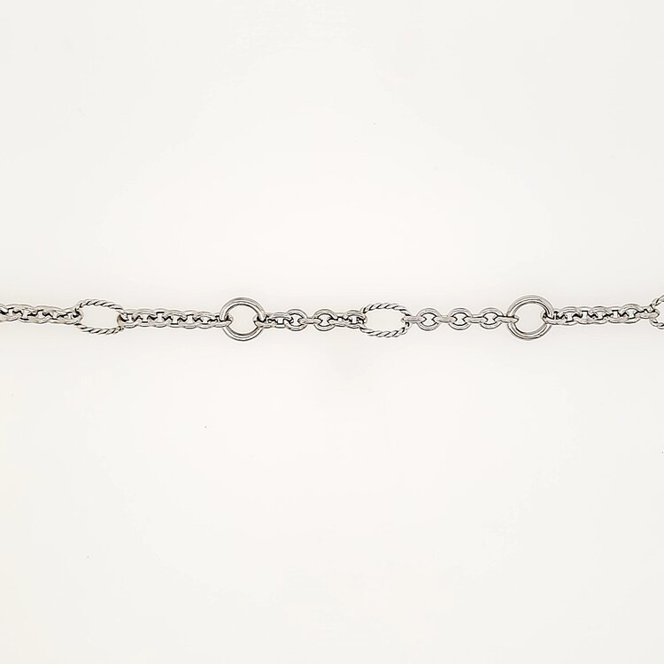 20309 14K WHITE GOLD HIGH POLISH TWISTED  LINKS BRACELET