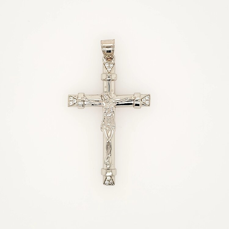 77261 14K WHITE GOLD .23CTW DIAMOND ON TIPS CRUCIFIX