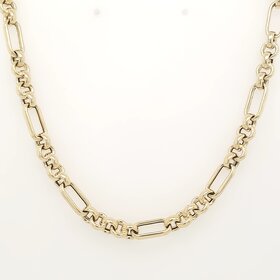 60118 14K YELLOW GOLD 20" 5.25MM ROLO LINK AND SQUARED PAPER CLIP NECKPIECE