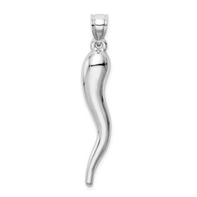 77954 14K WHITE GOLD  1"  SMALL ITALIAN HORN CHARM