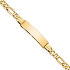 25122 14K YELLOW GOLD 8" 4.70MM FIGARO LINK NAME ID MEN'S  BRACELET