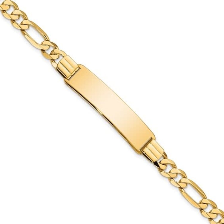 25122 14K YELLOW GOLD 8" 4.70MM FIGARO LINK NAME ID MEN'S  BRACELET