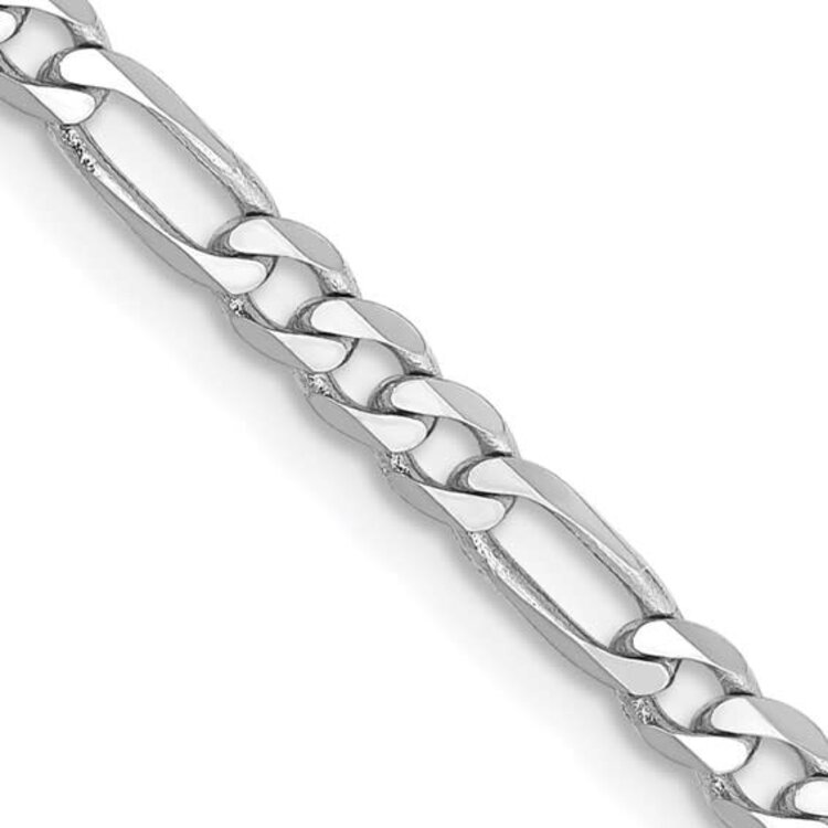 25121 14K WHITE GOLD 8" 3.70MM FIGARO LINK BRACELET