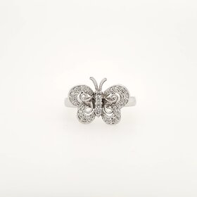 40297 14K WHITE GOLD .20CTW DIAMOND MILIGRAIN BUTTERFLY RING