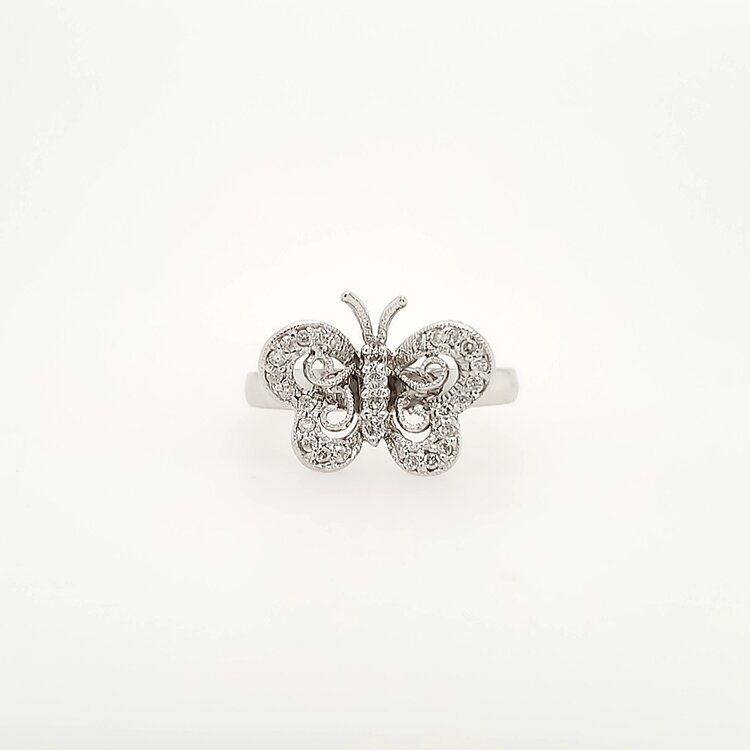40297 14K WHITE GOLD .20CTW DIAMOND MILIGRAIN BUTTERFLY RING
