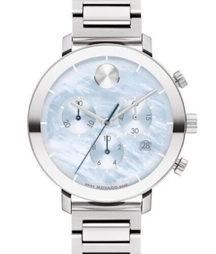 MOVADO 10052 STAINLESS STEEL  MOVADO BOLD EVOLUTION LIGHT BLUE DIAL WOMENS WATCH