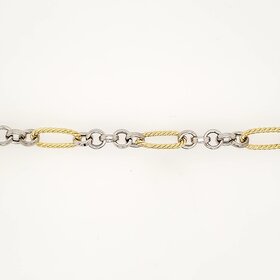 20334 14K TWO TONE HIGH POLISH CIRCLE AND OVAL TWISTED LINK BRACELET
