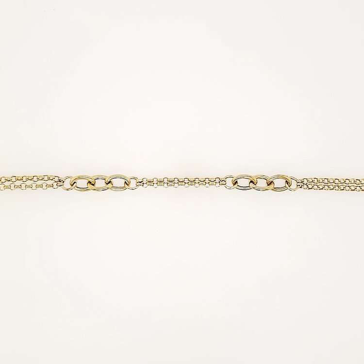 20335 14K YELLOW GOLD CIRCLE DOUBLE ROLO LINK BRACELET