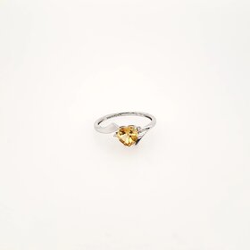 40301 14K WHITE GOLD DIAMOND HEART SHAPED CITRINE  PASS  RING